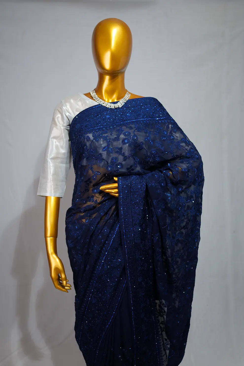 Blue Premium Soft Chiffon Party Wear Saree